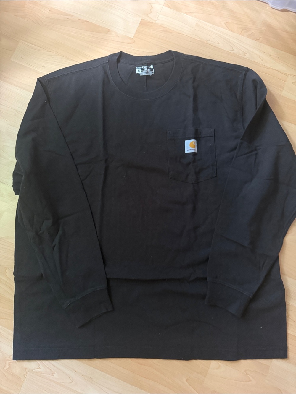 Carhartt Black Long Sleeve Pocket Tee with Logo Patch